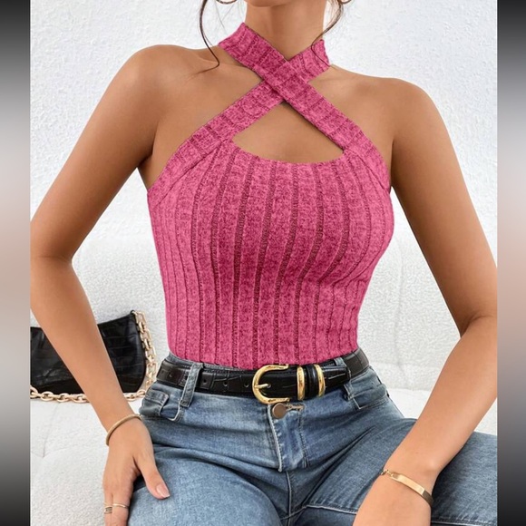 Luxe crisscross front halter top - Picture 4 of 13